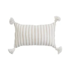 Beige Striped Moroccan Pillow