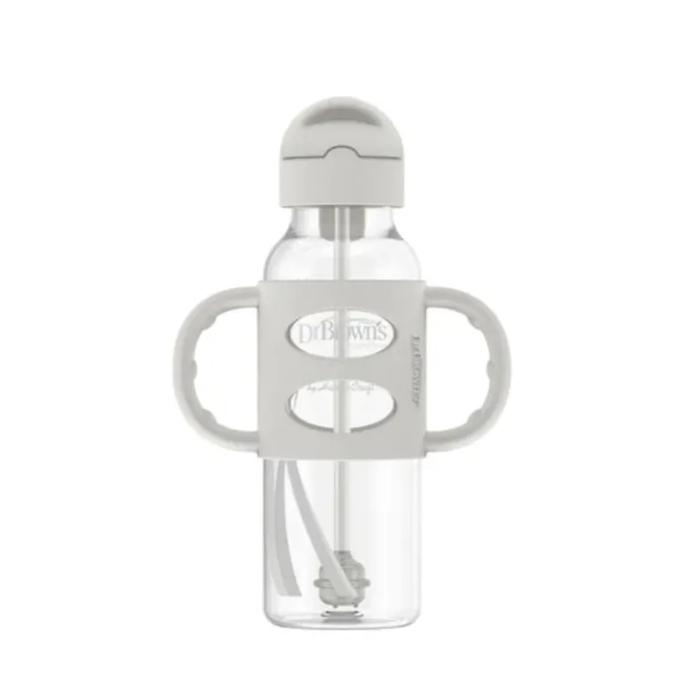 8oz Sippy Straw Bottle - Grey