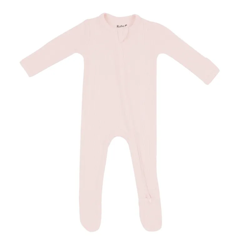 Ribbed Bamboo Zipper Footie