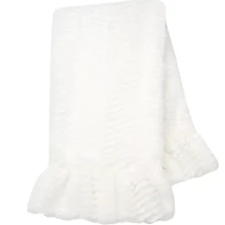 Signature White Ruffled Lux Minky/Jersey Chevron Baby Blanket
